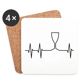 ECG et verre à vin - Dessous de verre (lot de 4) - blanc - Devant