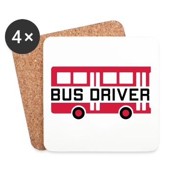 Bus driver (zwei Bushälften) - Untersetzer (4er-Set) - Weiß - Vorne