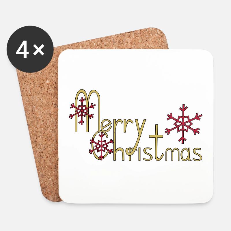 Merry Christmas - Untersetzer (4er-Set) - Weiß