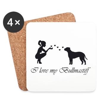 Bullmastiff mit Frau - Untersetzer (4er-Set) - Weiß - Vorne