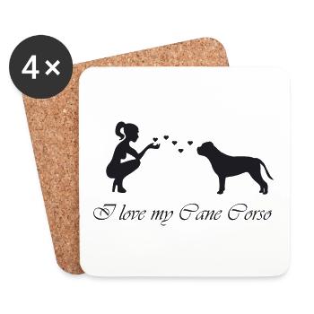 Cane Corso mit Frau - Untersetzer (4er-Set) - Weiß - Vorne