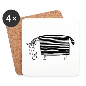 Cheval à la pomme - Dessous de verre (lot de 4) - blanc - Devant