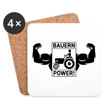 Bauern Power! (Landwirt Bauer Trecker Traktor / B) - Untersetzer (4er-Set) - Weiß - Vorne