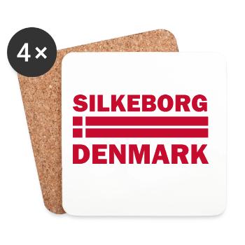 Text der Silkeborg-Dänemark-Flagge - Untersetzer (4er-Set) - Weiß - Vorne