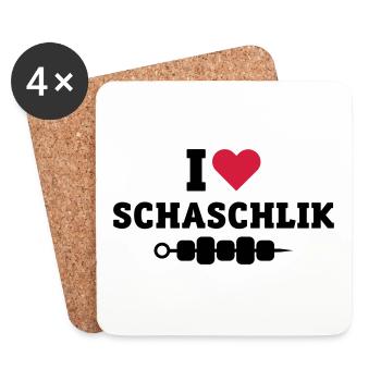 I Love Chaschlik - Brochettes de viande Chaschlyk Russe - Dessous de verre (lot de 4) - blanc - Devant