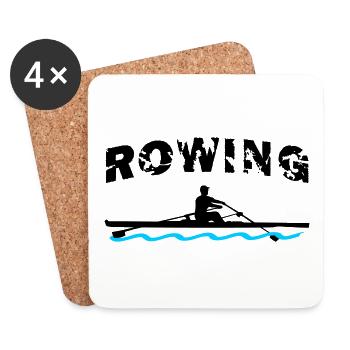 Rowing, Rowing boat, Rower - Coasters (set of 4) - white - Front