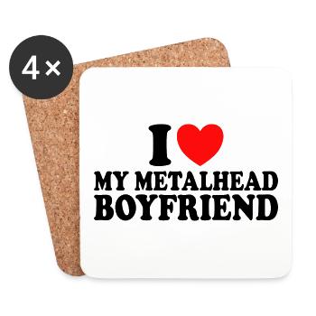 J'Adore Le Metal J'aime Mon Petit Ami Metalleux - Dessous de verre (lot de 4) - blanc - Devant