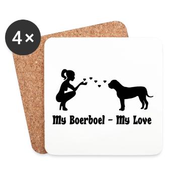 Boerboel mit Frau - Untersetzer (4er-Set) - Weiß - Vorne