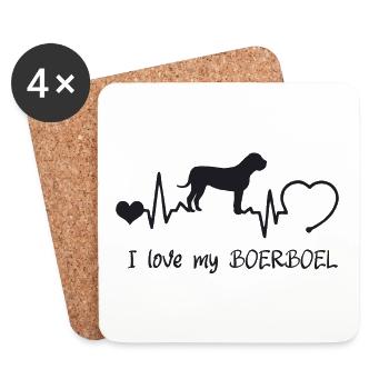 Boerboel mit Herzschlag - Untersetzer (4er-Set) - Weiß - Vorne