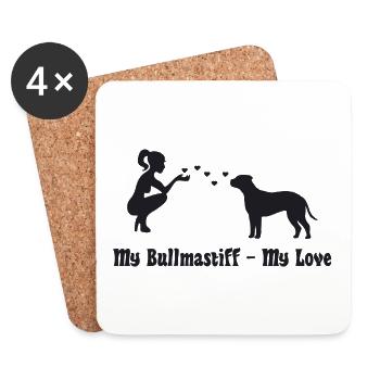 Bullmastiff mit Frau - Untersetzer (4er-Set) - Weiß - Vorne