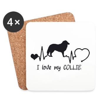 Collie mit Herzschlag - Untersetzer (4er-Set) - Weiß - Vorne