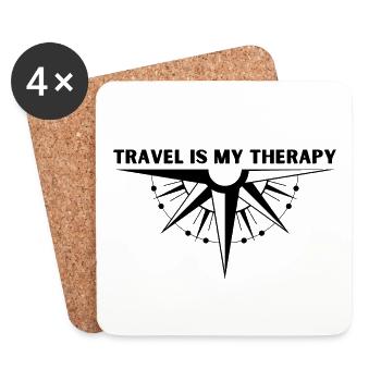 TRAVEL IS MY THERAPY (3) - Untersetzer (4er-Set) - Weiß - Vorne