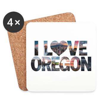 I Love Oregon für Oregon Urlauber - Untersetzer (4er-Set) - Weiß - Vorne