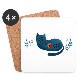 Blue cat, Blue cat - Coasters (set of 4) - white - Front