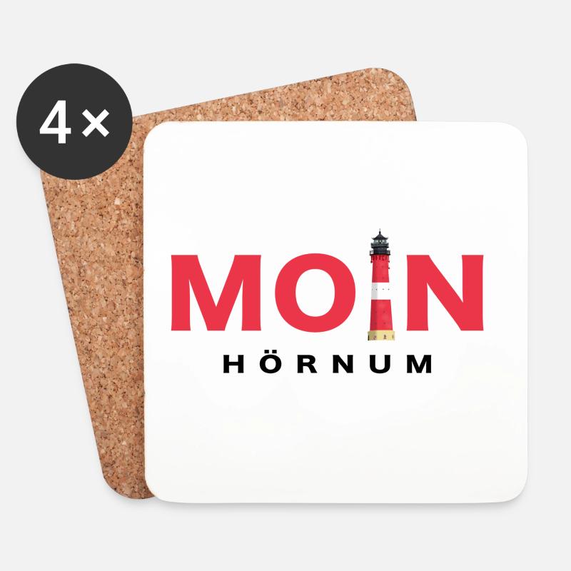 Moin Sylt, Leuchtturm Hörnum - Untersetzer (4er-Set) - Weiß