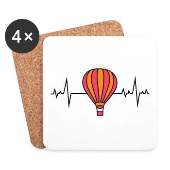 Montgolfière Montgolfière Battement de cœur - Dessous de verre (lot de 4) - blanc - Devant