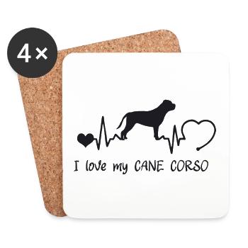 Cane Corso mit Herzschlag - Untersetzer (4er-Set) - Weiß - Vorne