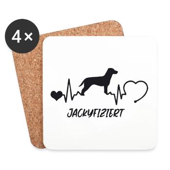 Jack Russell Terrier mit Herzschlag - Untersetzer (4er-Set) - Weiß - Vorne
