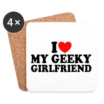 Ich liebe meine Geek-Freundin Ich liebe meine Geek-Freundin - Untersetzer (4er-Set) - Weiß - Vorne