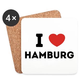 I Love with Heart Hamburg - Coasters (set of 4) - white - Front