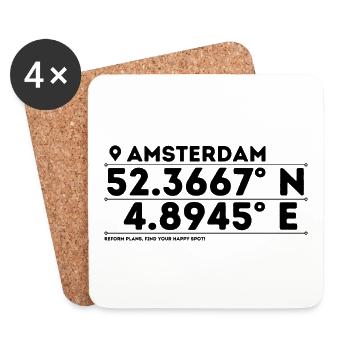 Amsterdam: City of Canals & Culture - Coasters (set of 4) - white - Front