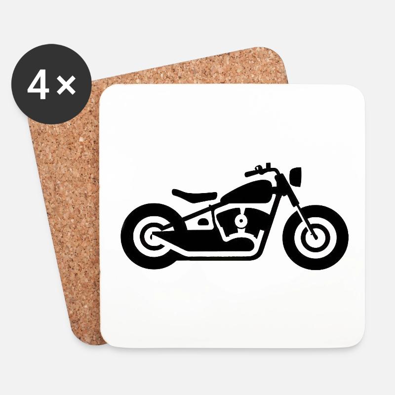 Motorrad, Bobber - Untersetzer (4er-Set) - Weiß