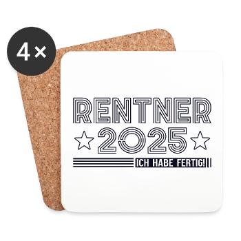 Rentner 2025 Rente Ruhestand Geschenk - Untersetzer (4er-Set) - Weiß - Vorne