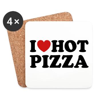 I Love Hot Pizza - Untersetzer (4er-Set) - Weiß - Vorne