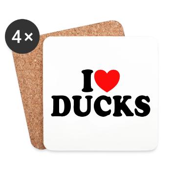 J'aime Les Canards - J'adore Les Canards - Dessous de verre (lot de 4) - blanc - Devant