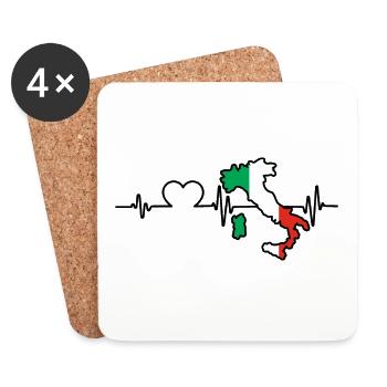 Italia Italian Italian Heartbeat Italy - Coasters (set of 4) - white - Front