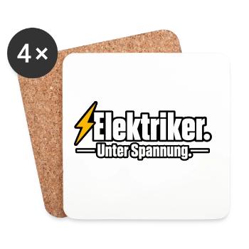 Elektriker. Unter Spannung. – Lustiger Elektriker  - Untersetzer (4er-Set) - Weiß - Vorne