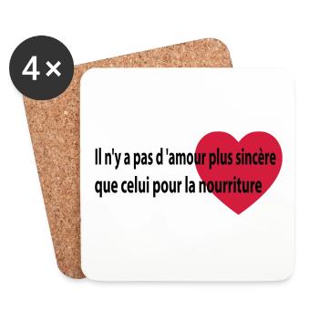 amour sincere nourriture - Dessous de verre (lot de 4) - blanc - Devant