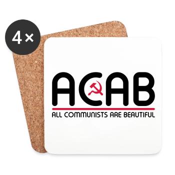 Tous les communistes sont beaux - ACAB - Dessous de verre (lot de 4) - blanc - Devant
