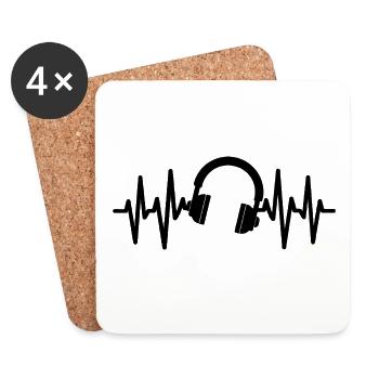 Kopfhörer Musik Herzschlag - Untersetzer (4er-Set) - Weiß - Vorne