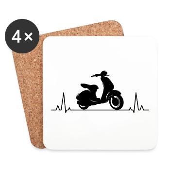 Roller Fahrer Scootering Motorrad Moped Herzschlag - Untersetzer (4er-Set) - Weiß - Vorne