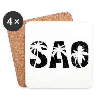 Palmiers de Sao Beach - Dessous de verre (lot de 4) - blanc - Devant