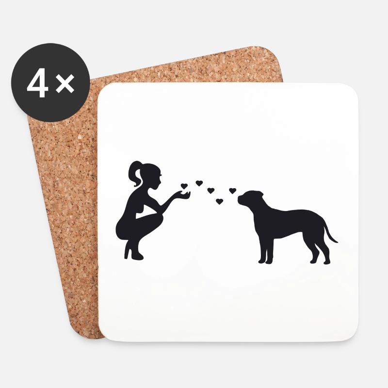 Bullmastiff mit Frau - Untersetzer (4er-Set) - Weiß