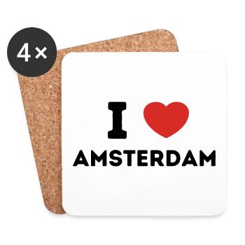I Love with Heart Amsterdam - Coasters (set of 4) - white - Front