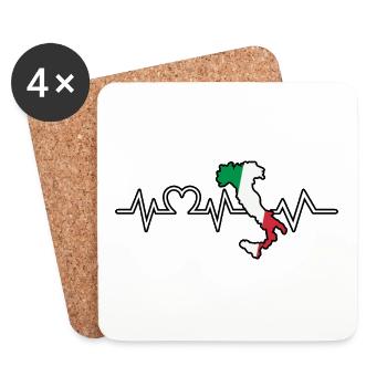 Italia Italian Italian Heartbeat Italy - Coasters (set of 4) - white - Front