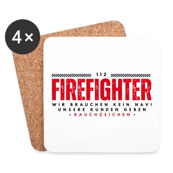 FIREFIGHTER - Wir brauchen kein Navi... - Untersetzer (4er-Set) - Weiß - Vorne