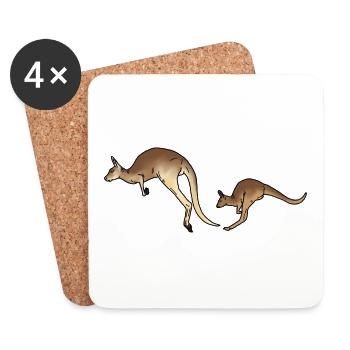 Kangaroo mother and child colored - Coasters (set of 4) - white - Front