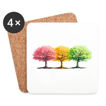 Bäume Bunt fantasie Wald - Untersetzer (4er-Set) - Weiß - Vorne
