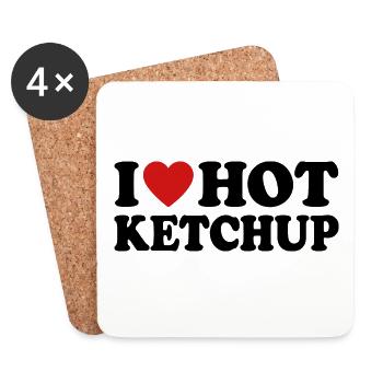 J’adore le ketchup chaud - Dessous de verre (lot de 4) - blanc - Devant