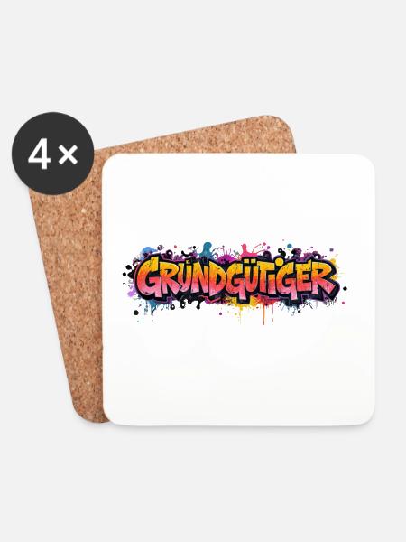 Grundgütger Graffiti Neon-Explosion - Untersetzer (4er-Set) - Weiß