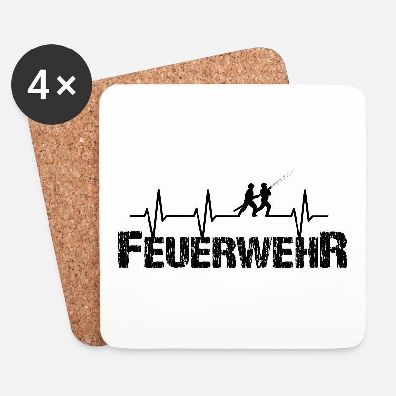 Feuerwehr - Untersetzer (4er-Set) - Weiß