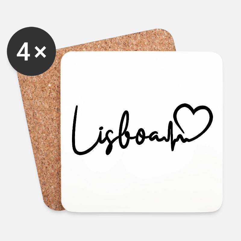 Lisboa Herzschlag Lissabon - Untersetzer (4er-Set) - Weiß