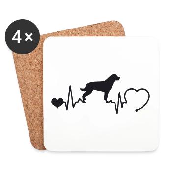Rottweiler mit Herzschlag - Untersetzer (4er-Set) - Weiß - Vorne