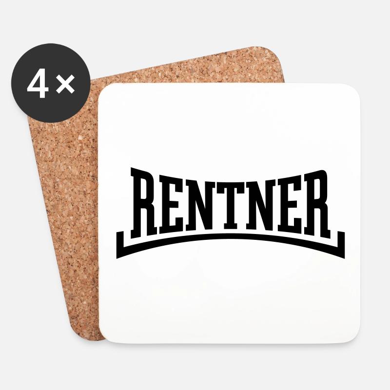 Rentner (Rente / Ruhestand / Konkav / Black) - Untersetzer (4er-Set) - Weiß