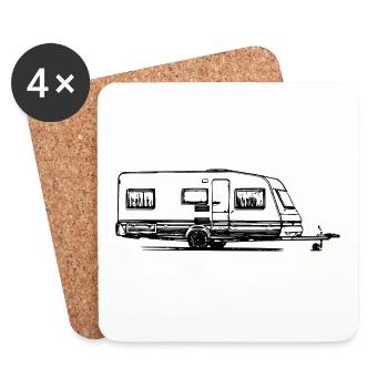 Caravan Camper Camping black - Coasters (set of 4) - white - Front