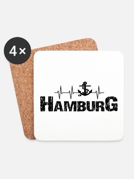 Hamburg - Untersetzer (4er-Set) - Weiß